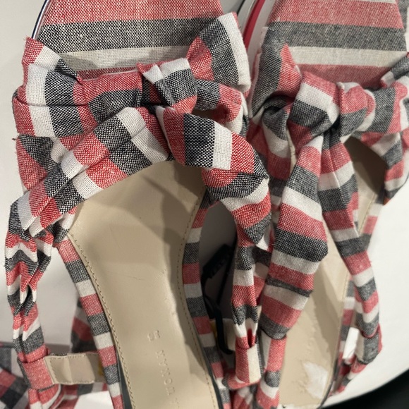 Zara Stripe Ankle Lace Up Chunky Platform Sandals Americana Red White, size 6 - Picture 10 of 10
